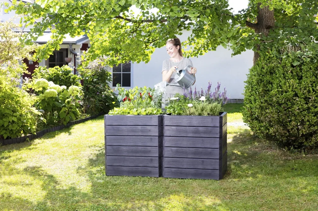Ergo Quadro M raised bed system anthracite, height: 25 cm, 60 x 80 cm