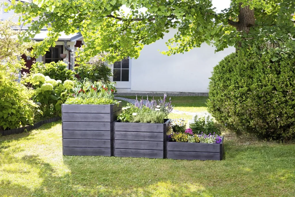 Ergo Quadro M raised bed system anthracite, height: 25 cm, 60 x 80 cm