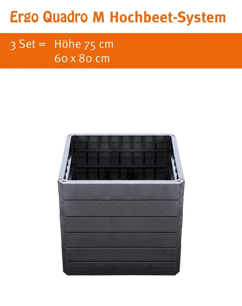 Ergo Quadro M raised bed system anthracite, height: 25 cm, 60 x 80 cm