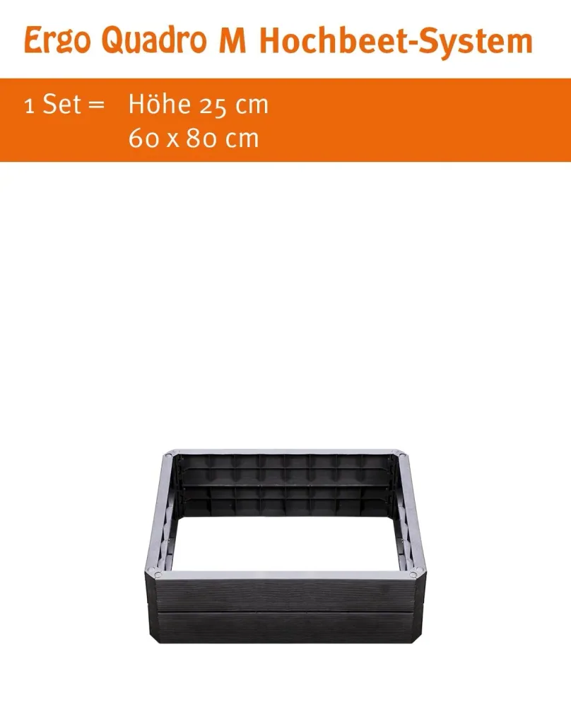 Ergo Quadro M raised bed system anthracite, height: 25 cm, 60 x 80 cm