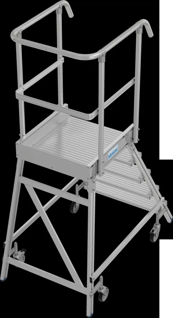 Platform ladder 5 aluminum steps one-sided, mobile