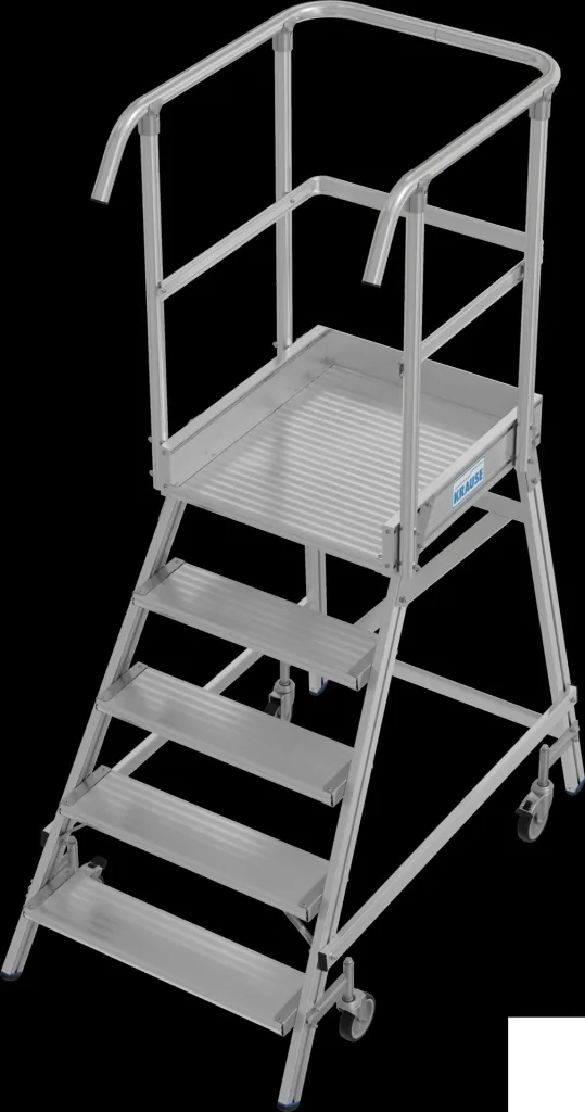 Platform ladder 5 aluminum steps one-sided, mobile