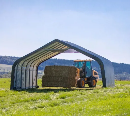 Weidetent Run-In-Shed 40,87 m² groen, 670×610 cm – open schuilplaats voor paarden & vee, weerbestendig