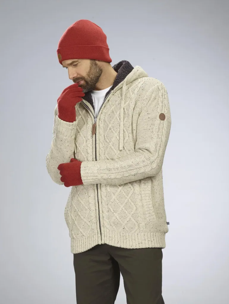 Cardigan with Berber fleece, beige/brown, size M