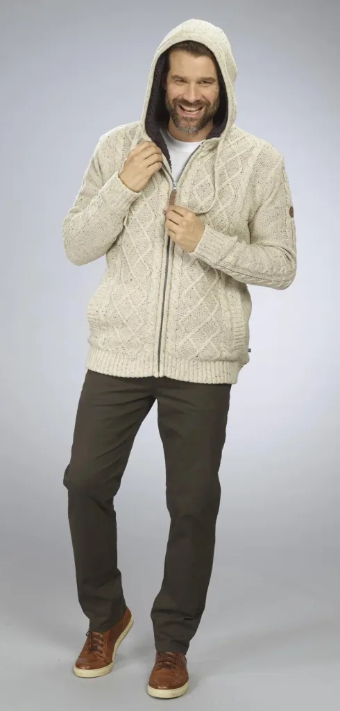Cardigan with Berber fleece, beige/brown, size M