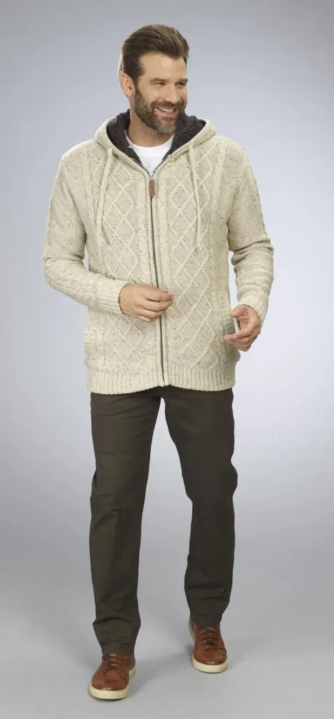 Cardigan with Berber fleece, beige/brown, size M