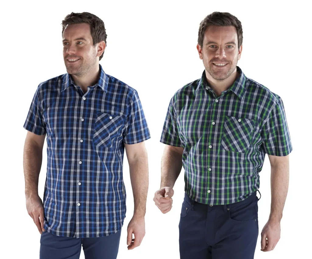 Casual shirt, short sleeve, checked design, color-sorted, size 39/40
