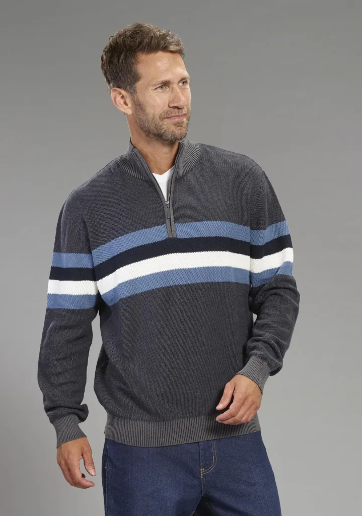 Sweater with stand-up collar, color blue, size M