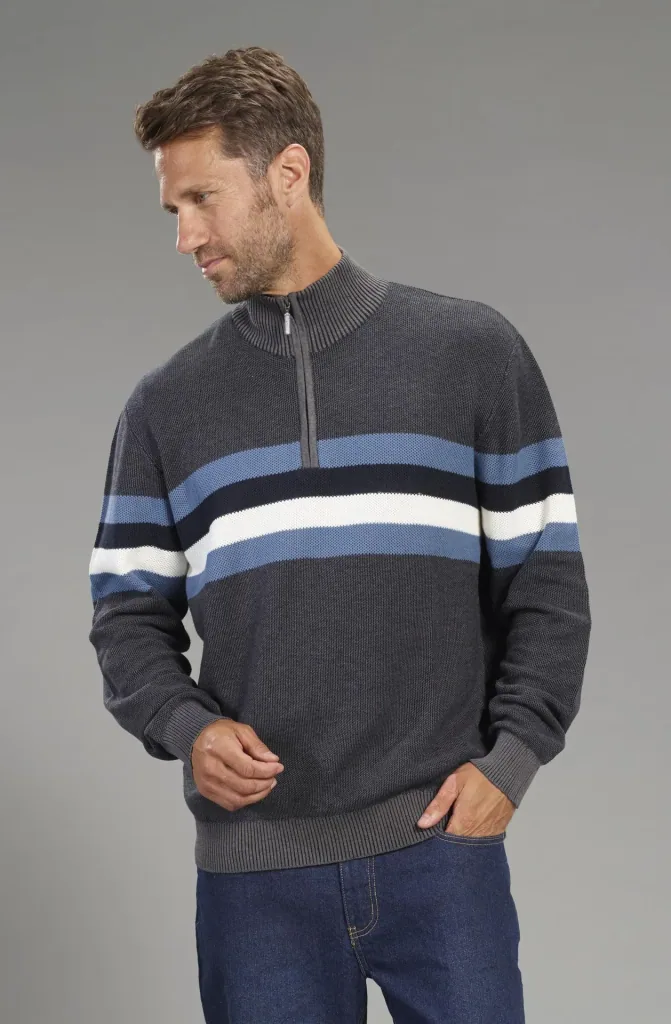 Sweater with stand-up collar, color blue, size M