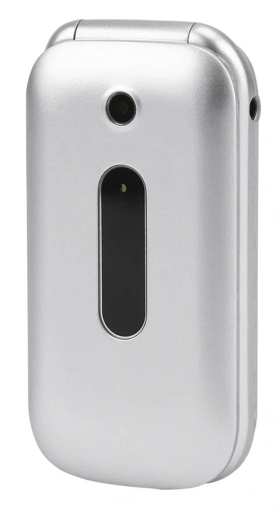 Large button flip phone, silver