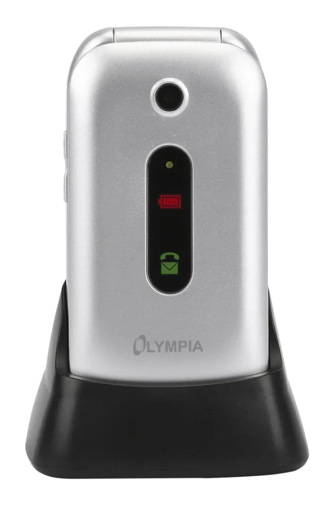 Large button flip phone, silver