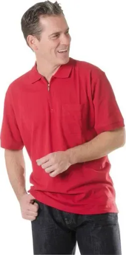 Men's polo shirt with zip, color red, size M