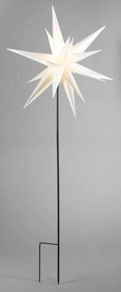 LED plastic star with rod 58 cm, white