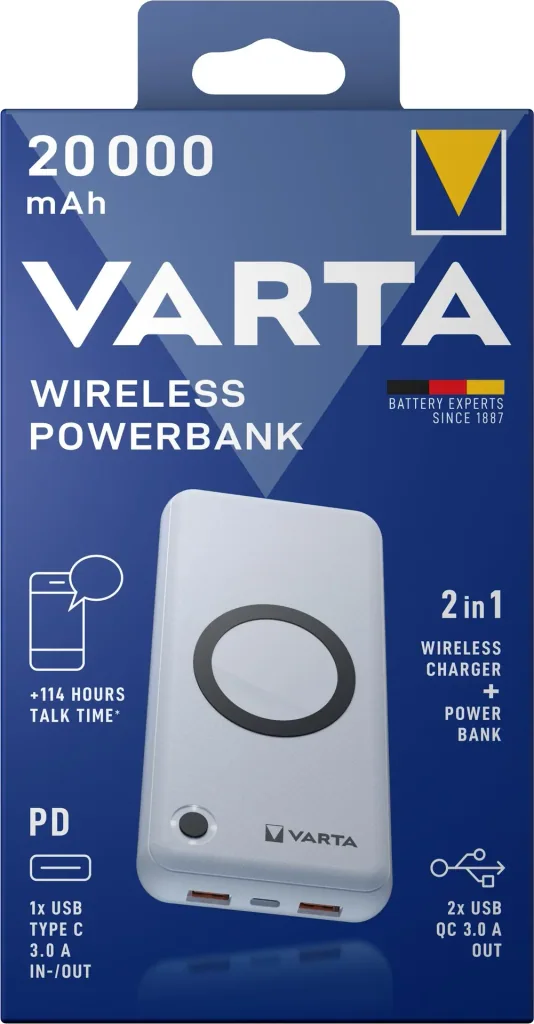 Wireless Powebank 20000, pass-through charging function and USB-C PD output