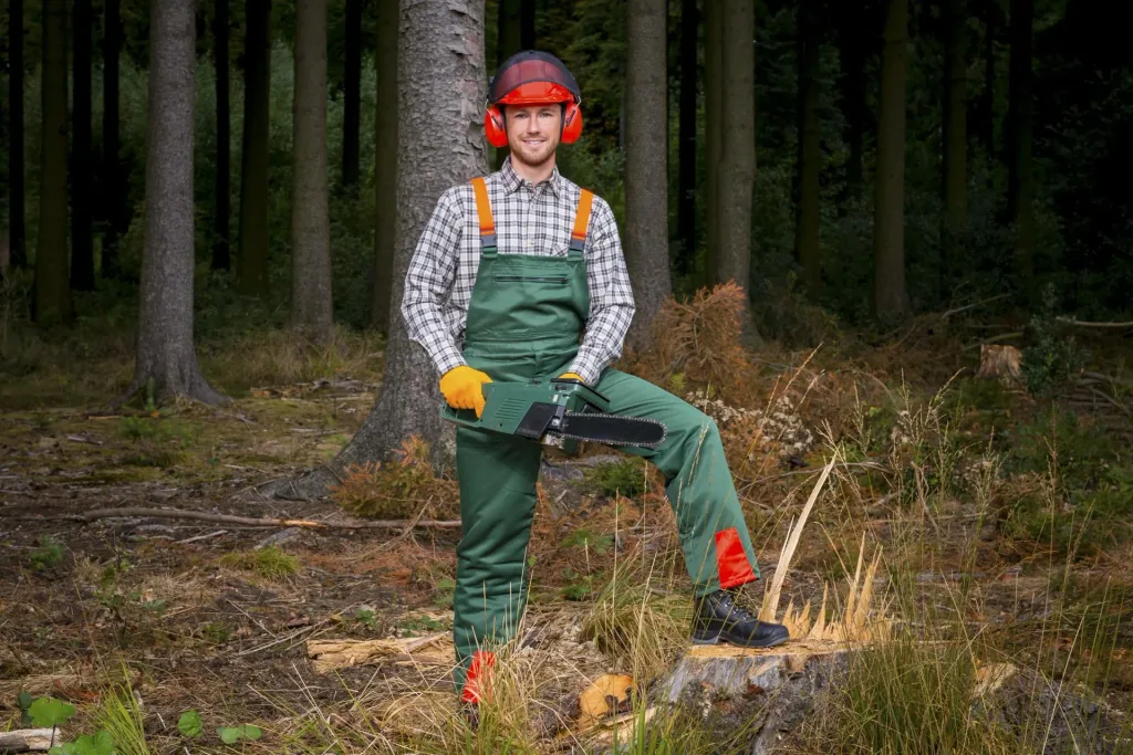 Cut protection safety starter set: trousers size 48, helmet, gloves