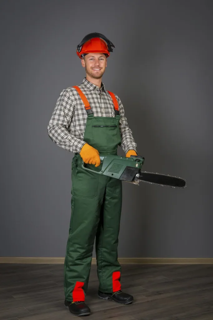 Cut protection safety starter set: trousers size 48, helmet, gloves