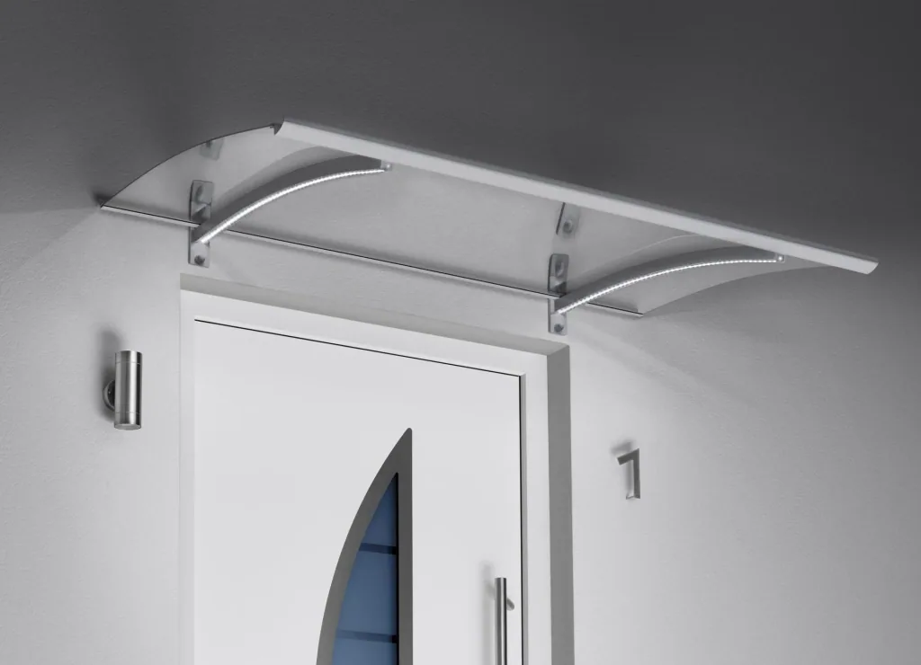 Bent canopy with LED technology, 1500 x 900 x 220 mm, stainless steel