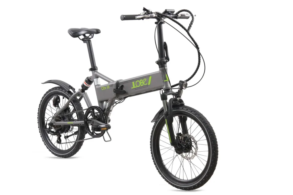 Aluminium E-Bike folding bike 20 inches, frame height 37 cm, 7-speed derailleur, grey "City III"