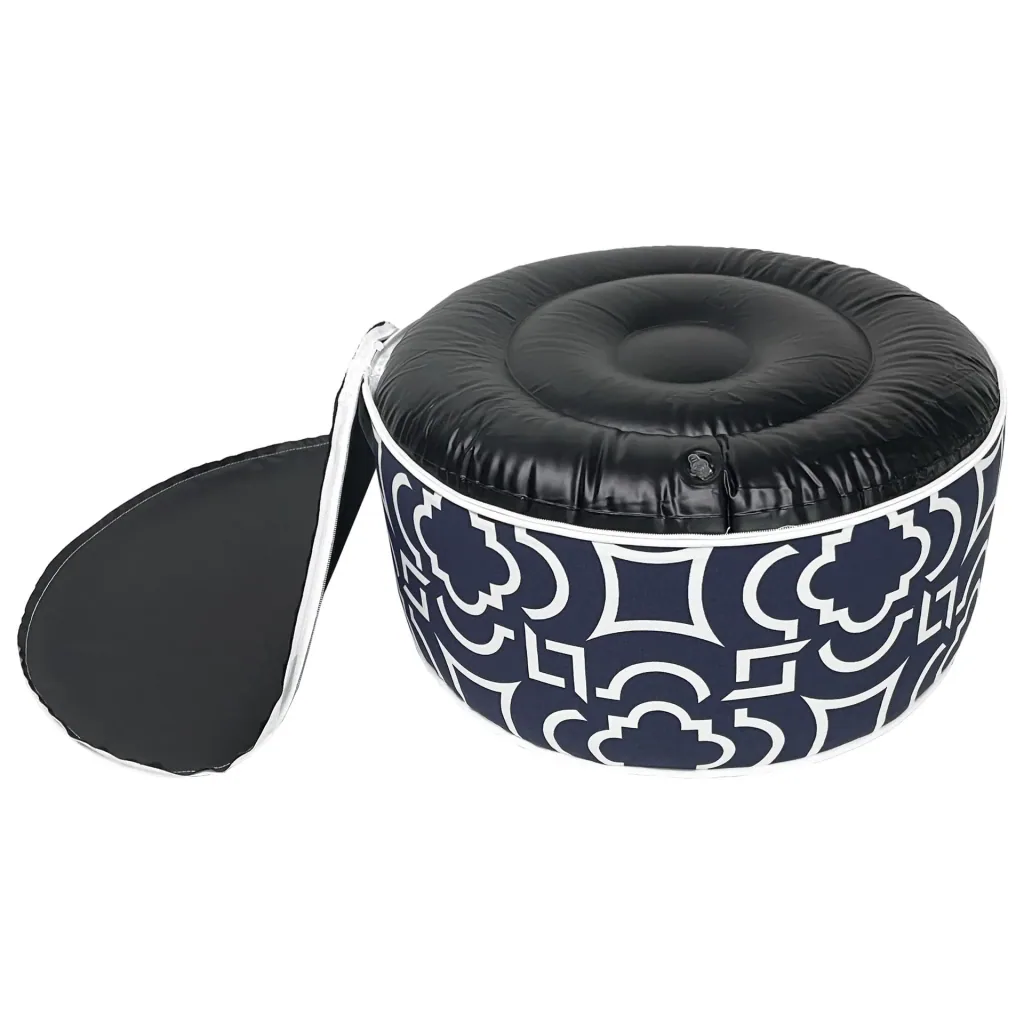 Inflatable lounge stool in blue/white