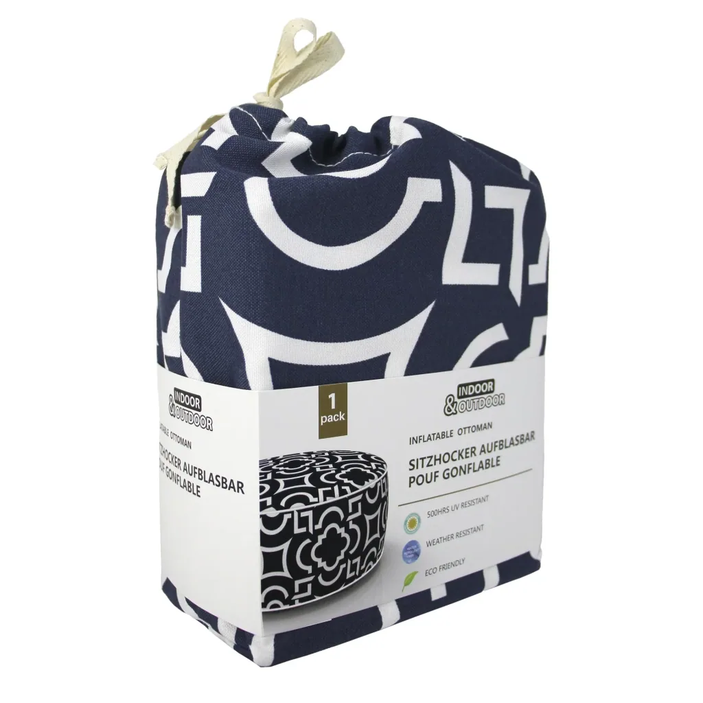 Inflatable lounge stool in blue/white