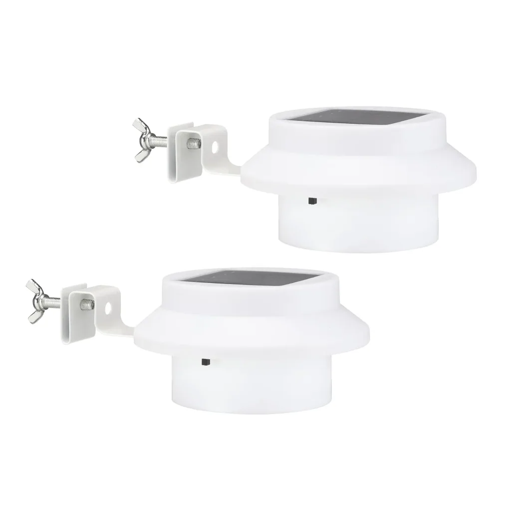 LED solar gutter lights, set of 2, white