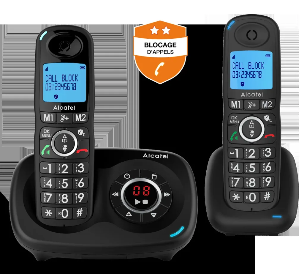 Comfort telephone Alcatel XL595B Duo Voice with call block function, cordless
