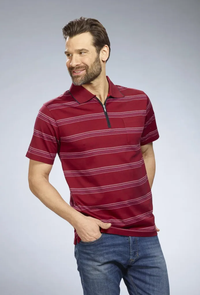 Striped polo shirt, color red, size M