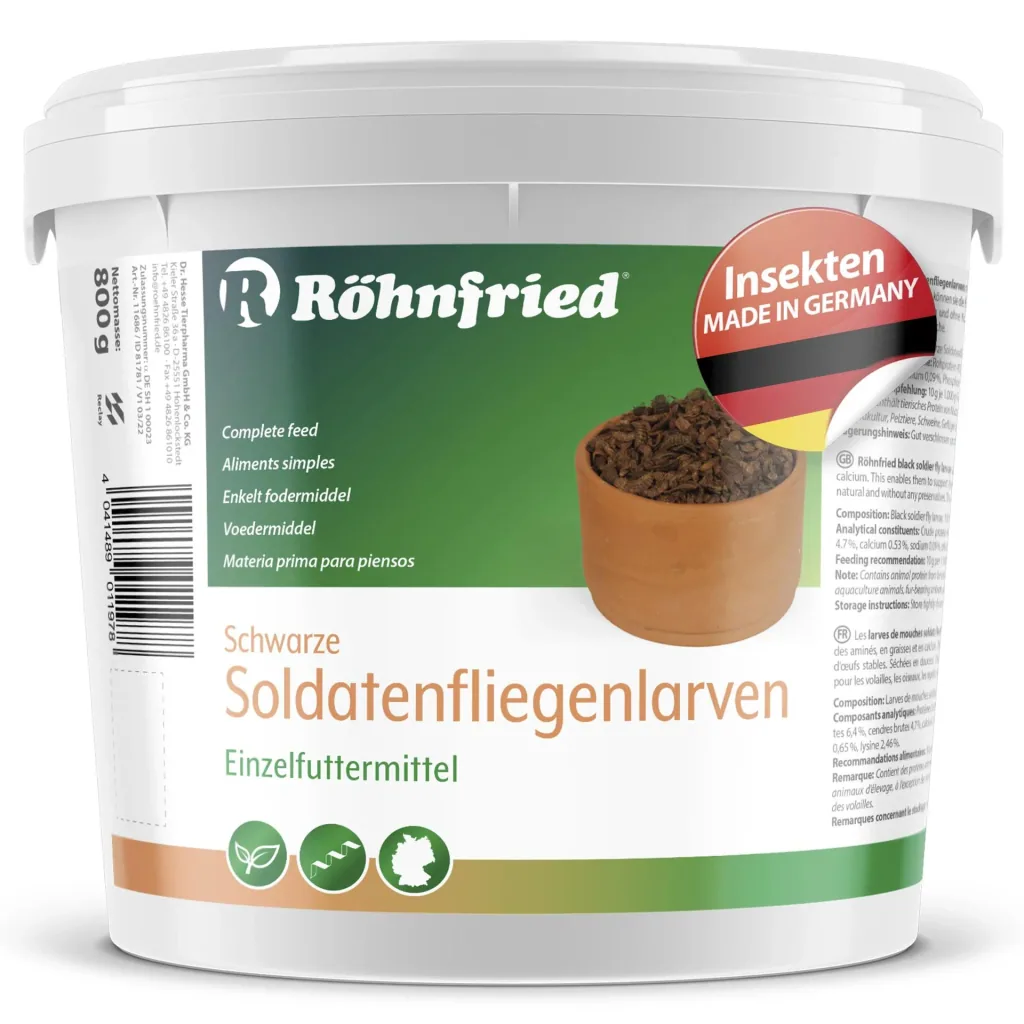 Soldier fly larvae, dried, in a bucket, 800 g