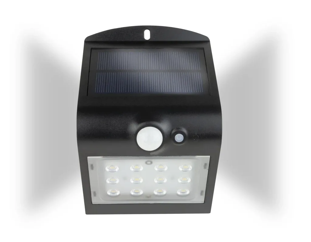 Solar LED light with motion detector, black