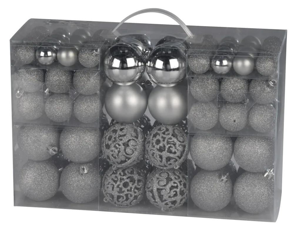 Christmas balls, silver, 100 pieces