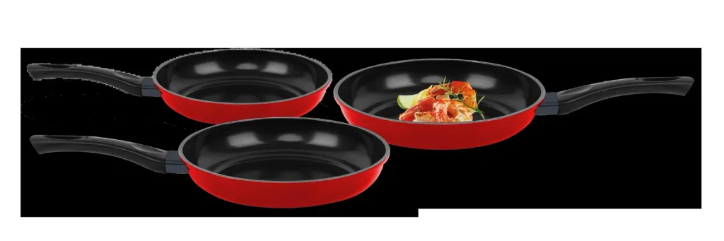 Carbon pan set red, 3-piece (Ø 20 cm/ 24 cm/ 28 cm) with non-stick diamond coating