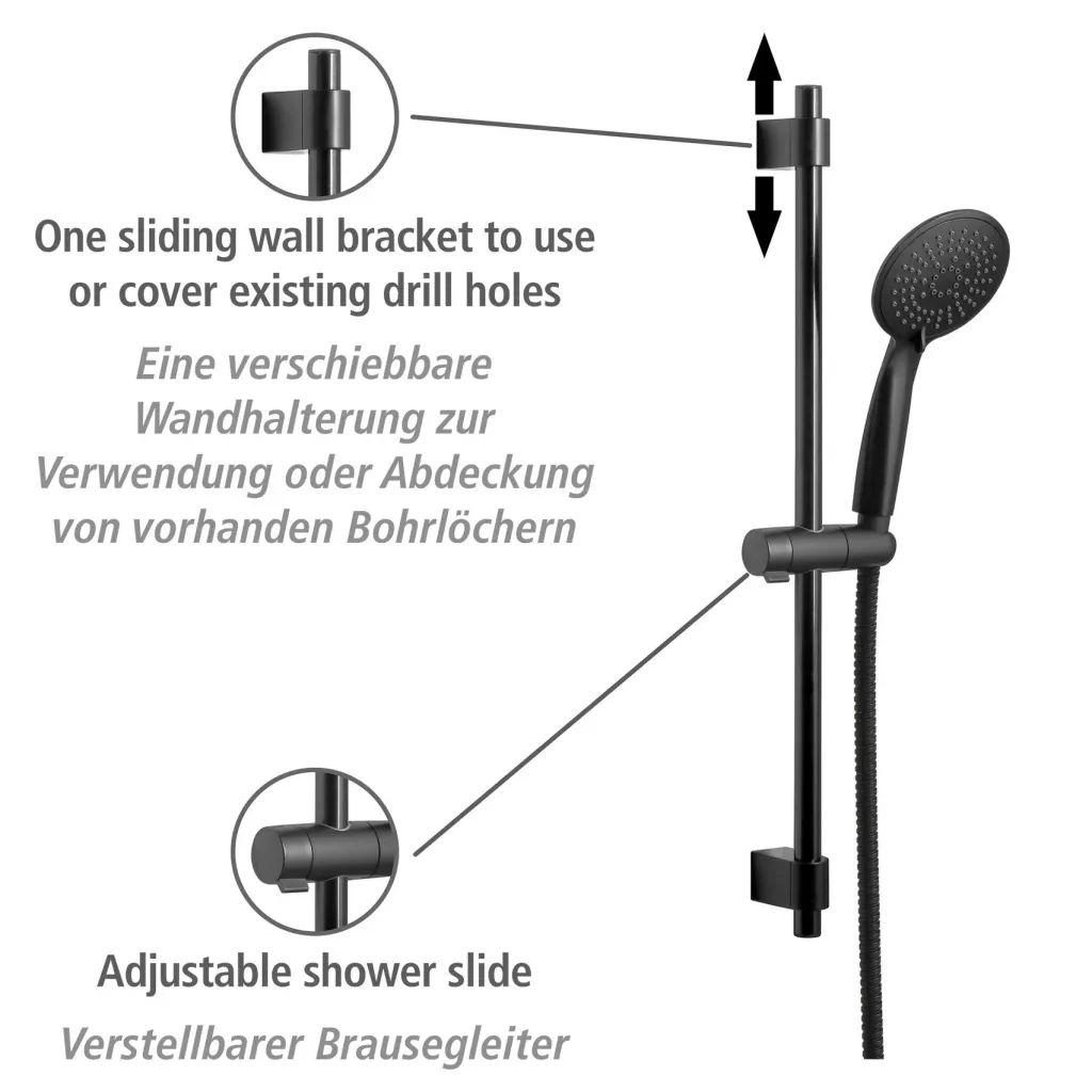 Shower set Young Black, bar length: 66 cm
