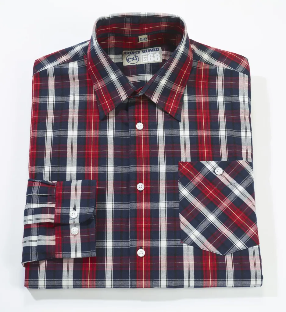 Casual shirt, red/blue checked, size 39/40