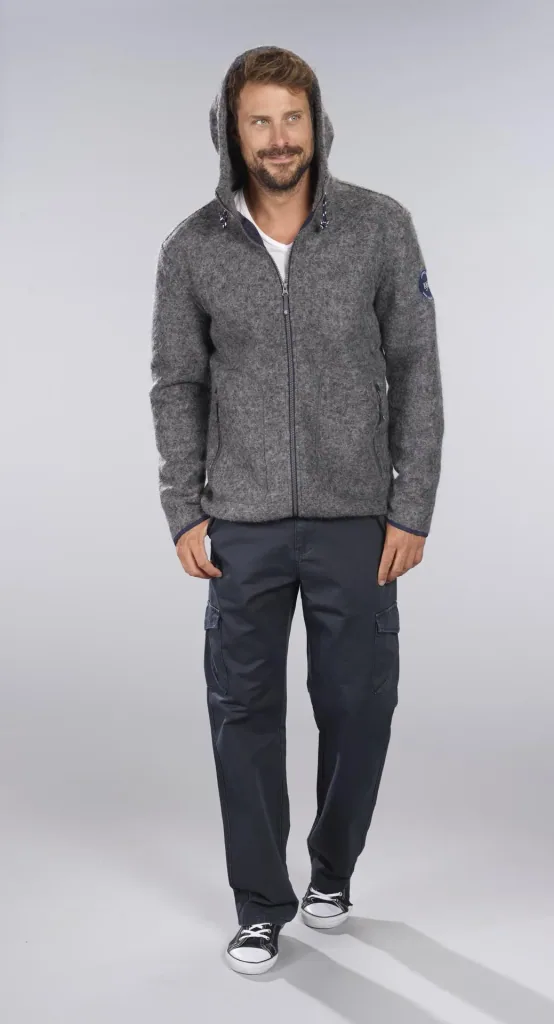Cotton twill cargo pants, blue/grey, size 48