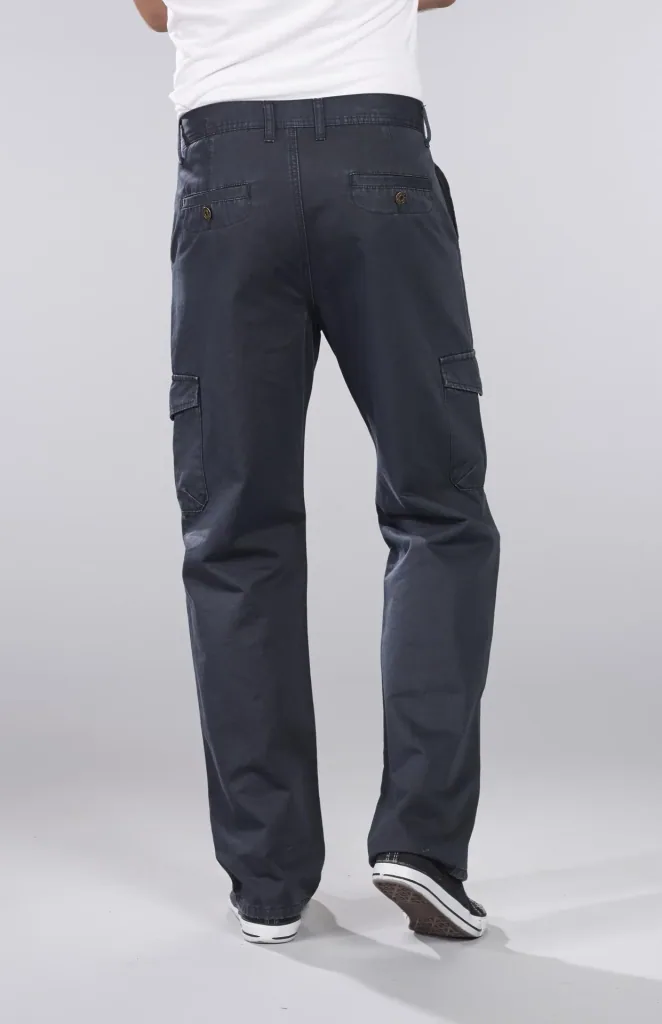 Cotton twill cargo pants, blue/grey, size 48