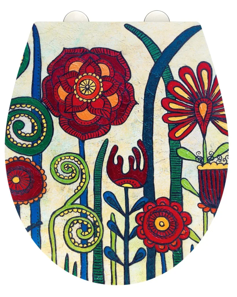 Toilet seat red Blossom, Rollin'Art toilet seat with relief surface and soft close