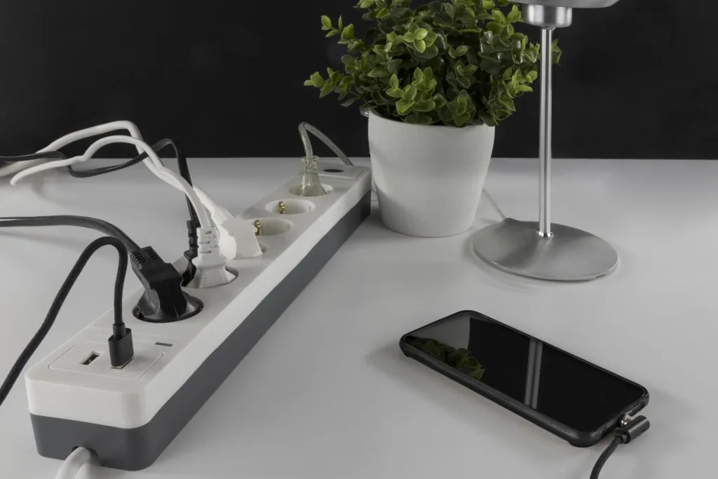 3-way power strip with combo plug system