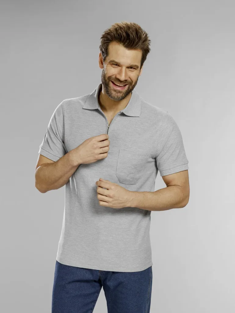 Polo shirt with zip, silver, size XXL