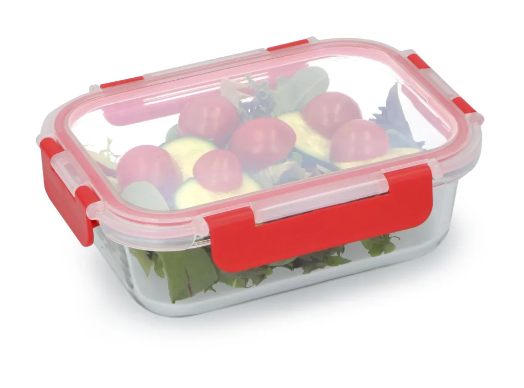 Glass food storage container, 620ml, 18.2 x 13.7 x 6cm