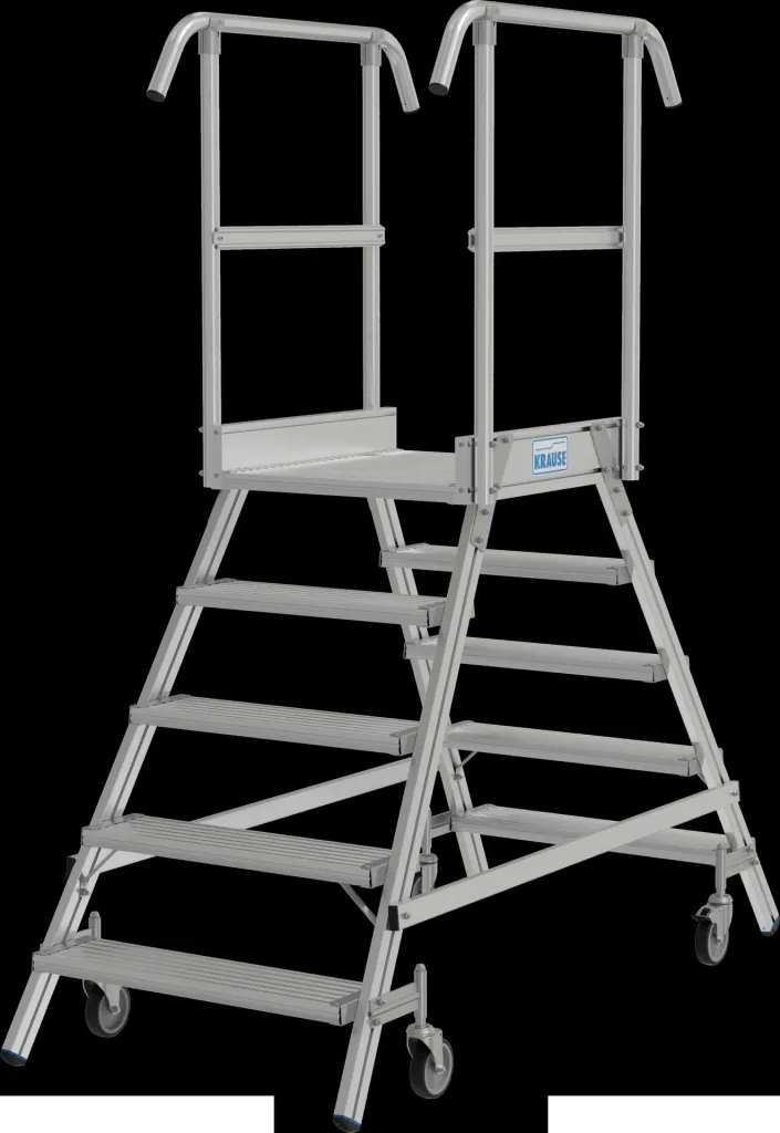 Platform ladder 2 x 5 aluminum steps, accessible from both sides