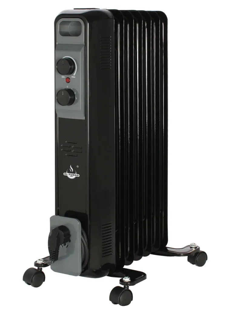 Mobile oil radiator, black, 7 fins