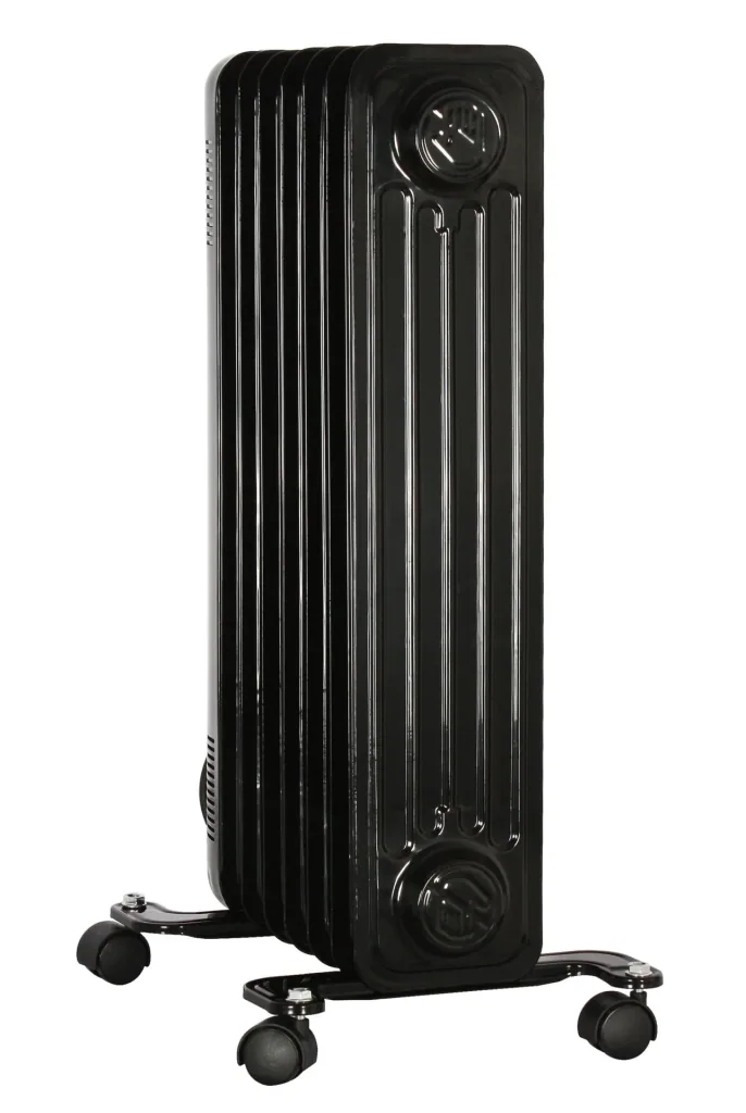 Mobile oil radiator, black, 7 fins
