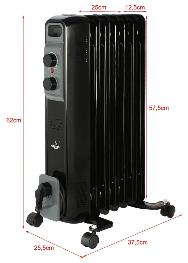 Mobile oil radiator, black, 7 fins