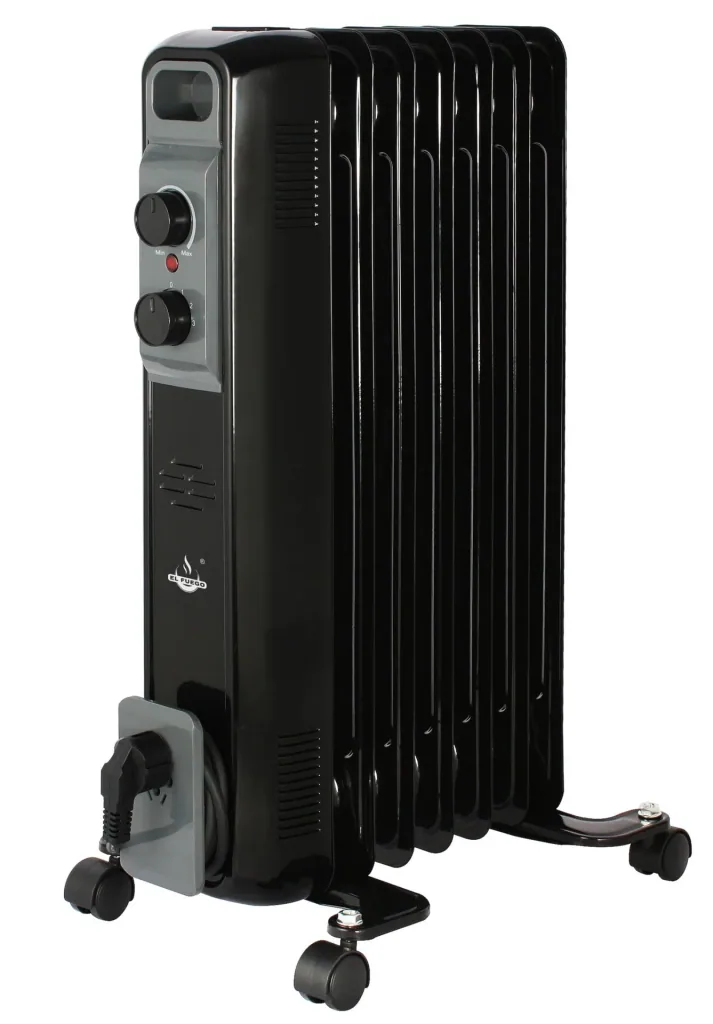 Mobile oil radiator, black, 7 fins