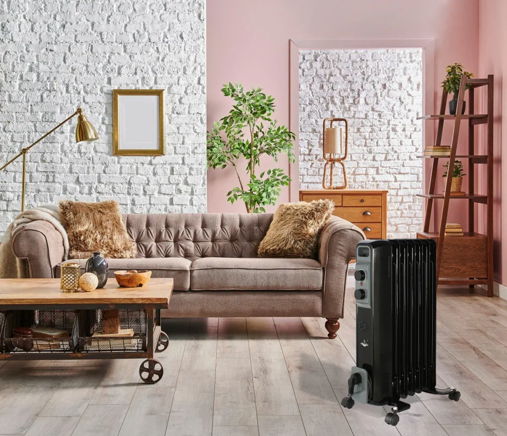 Mobile oil radiator, black, 7 fins