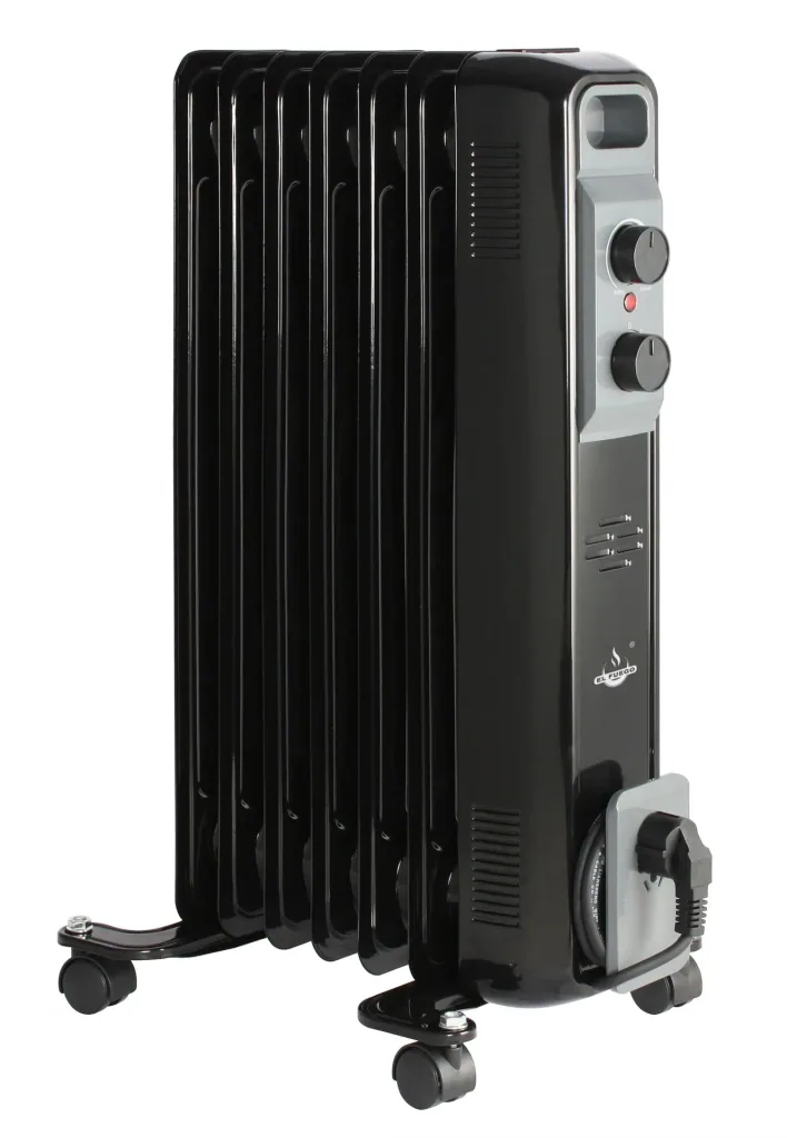 Mobile oil radiator, black, 7 fins
