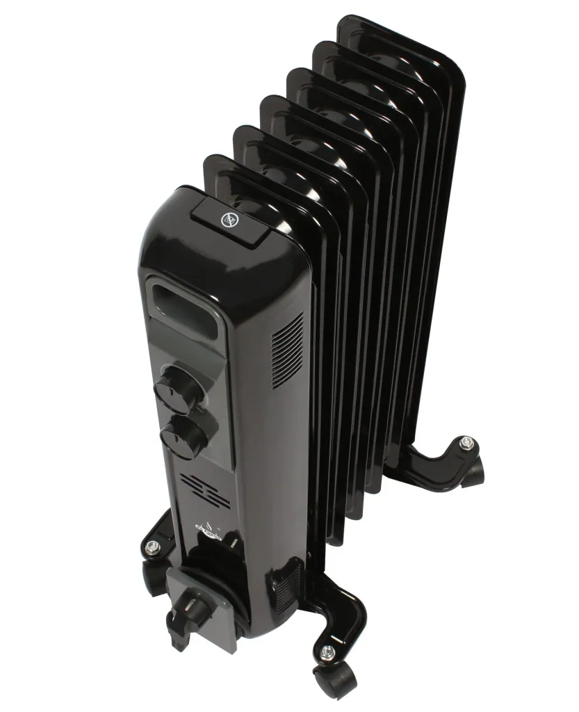Mobile oil radiator, black, 7 fins