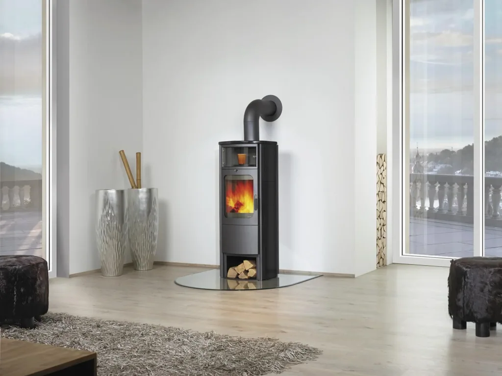 Fireplace Opera-B Grande (5 kW) meteor-black, continuous burning, automatic