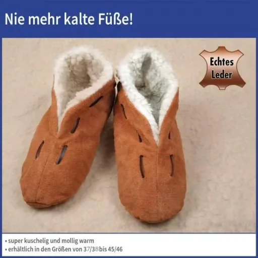 Fur slippers, brown, size 43/44
