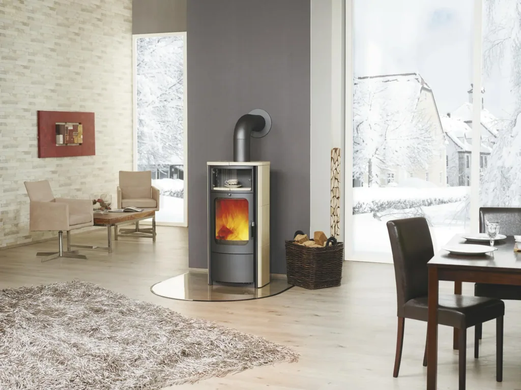 Fireplace - Opera-B continuous burning 5 kW - cream tiles